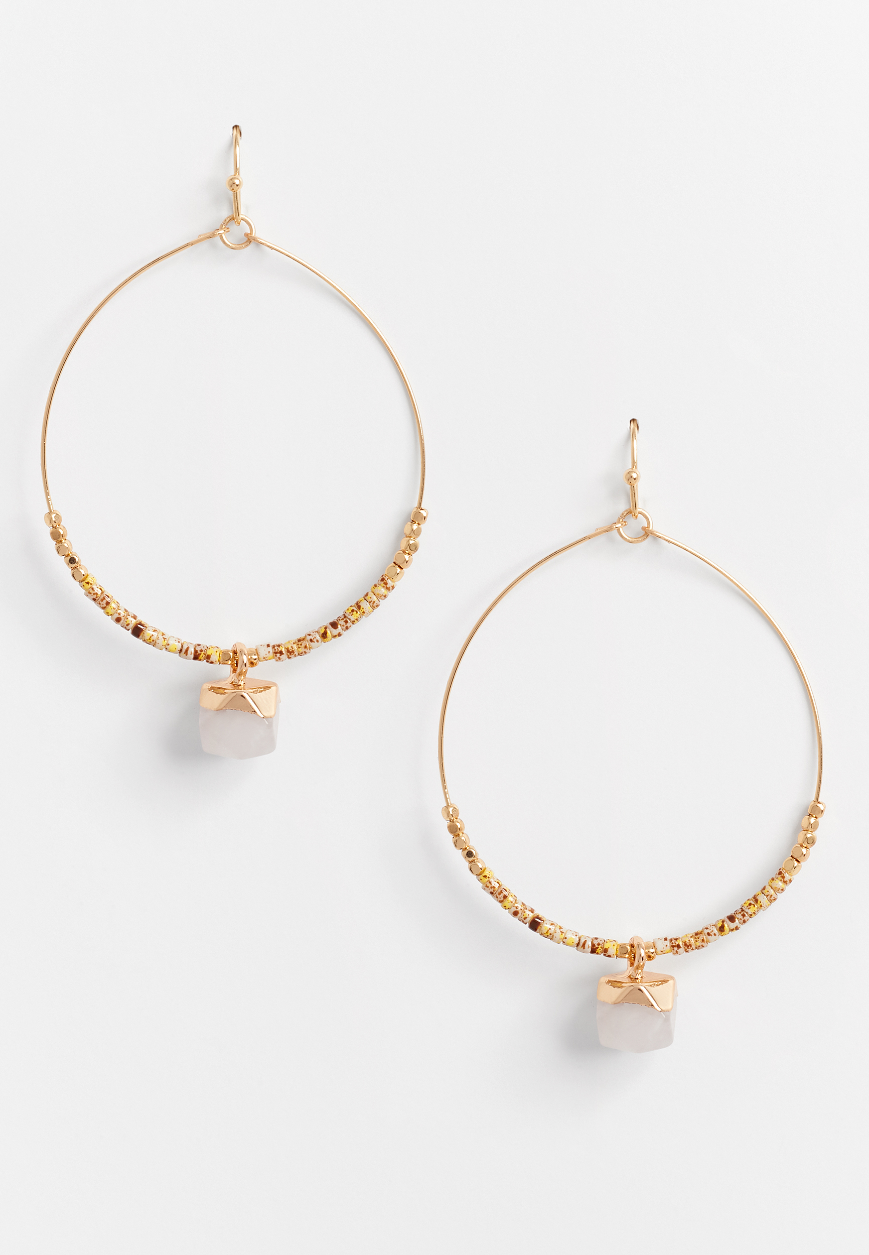 Natural Stone Beaded Hoop Earrings | maurices