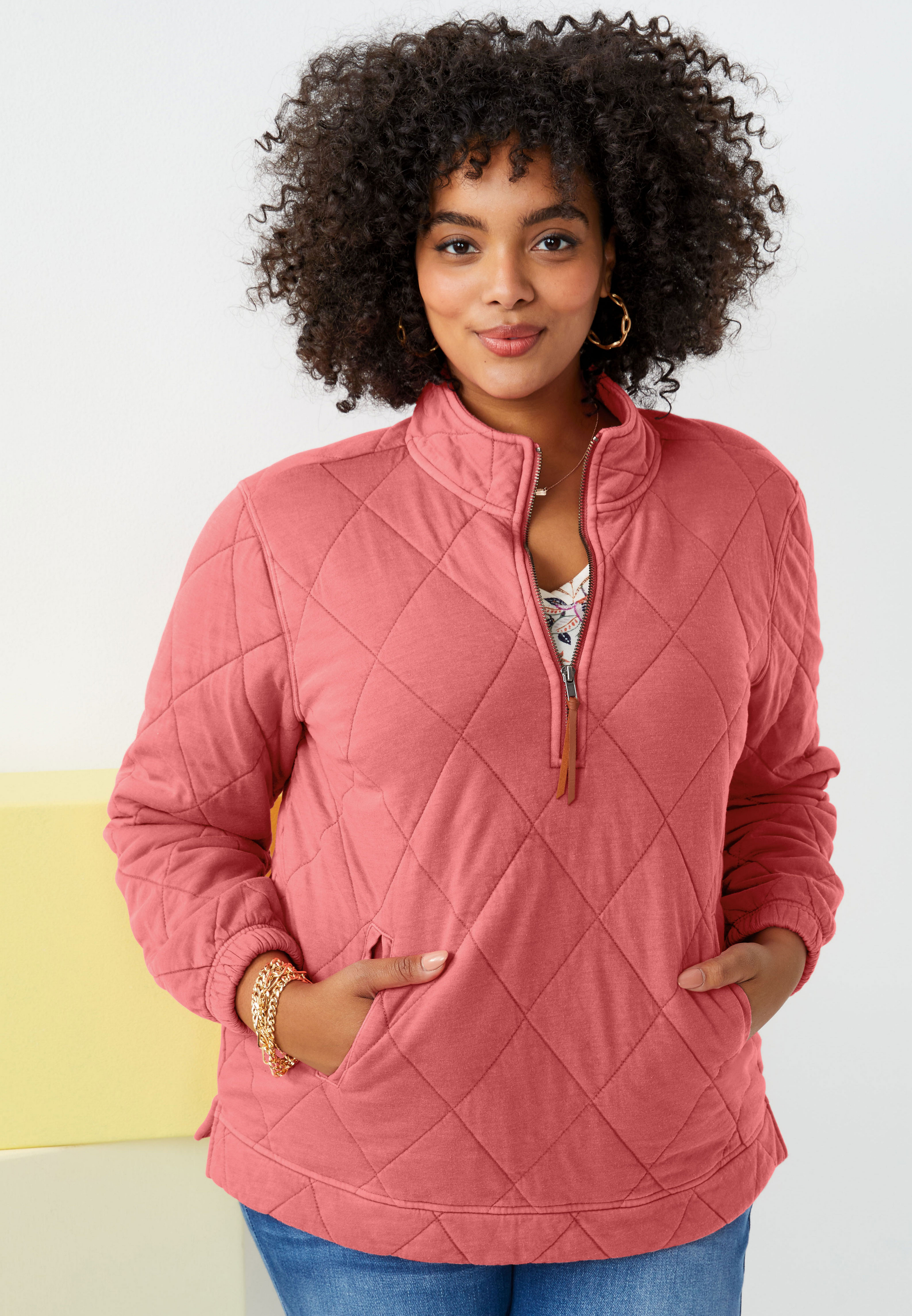 plus size quilted pullover