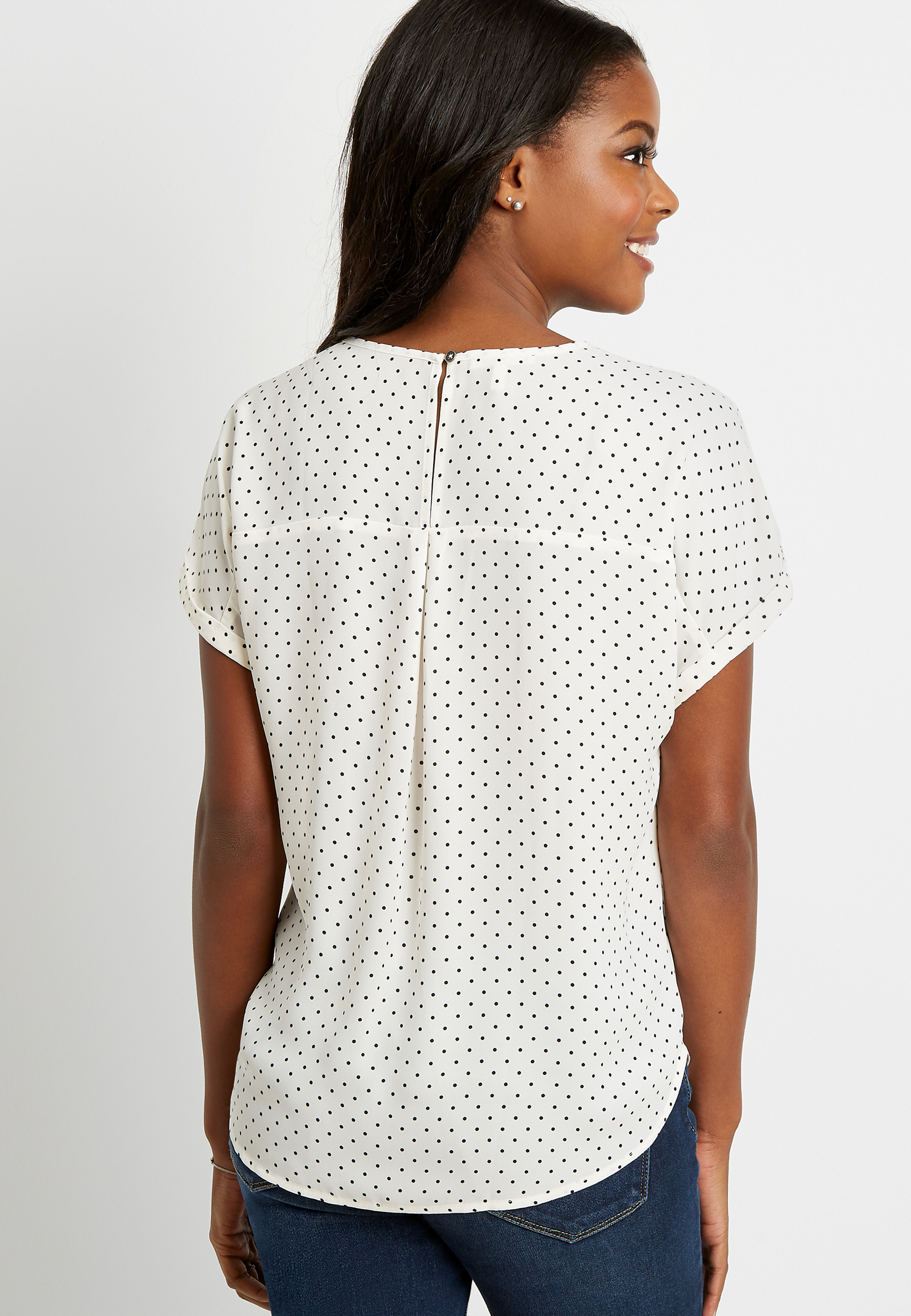 polka dot short sleeve blouse