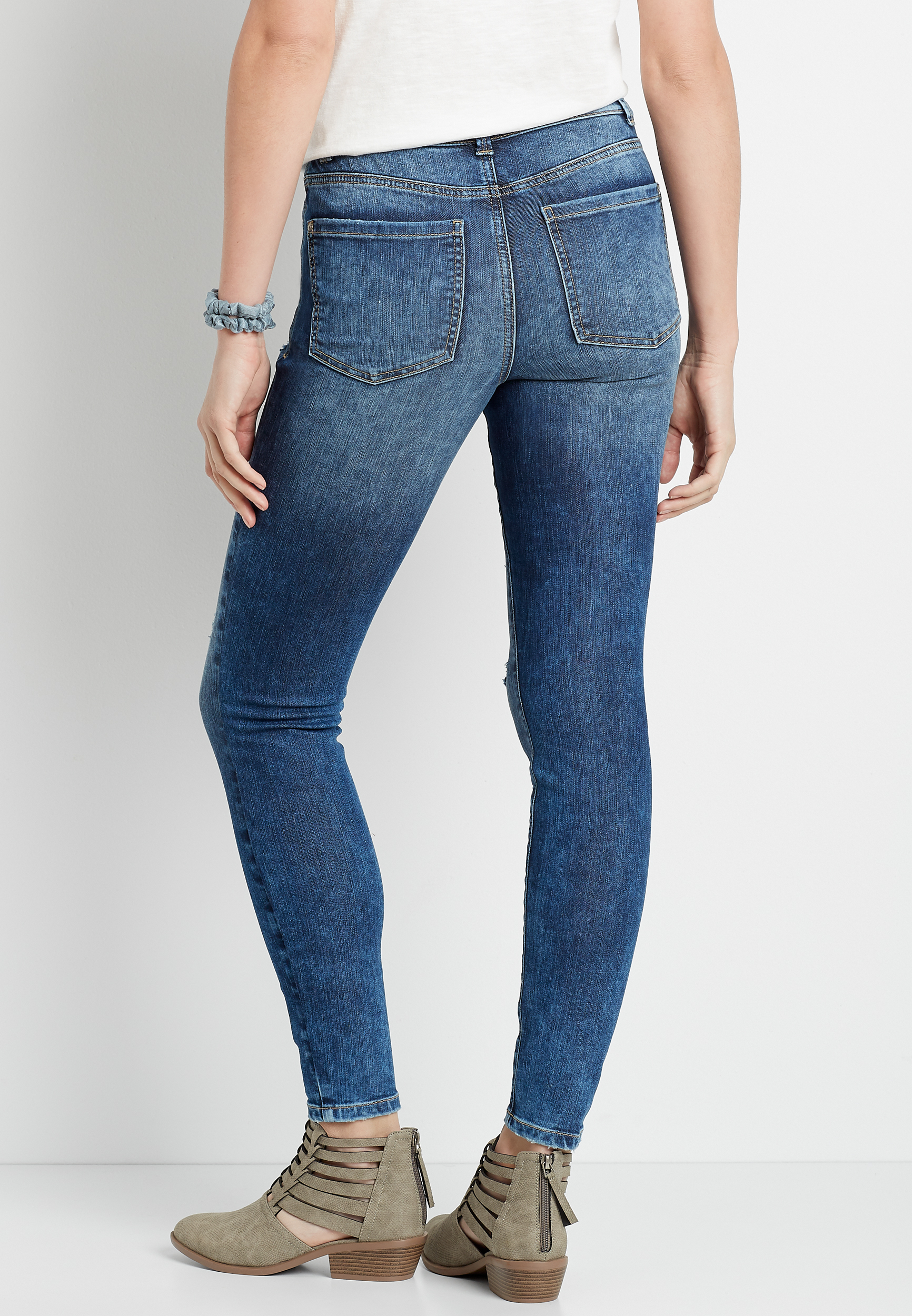 Everflex™ High Rise Dark Destructed Stretch Super Skinny Jean - alternate image