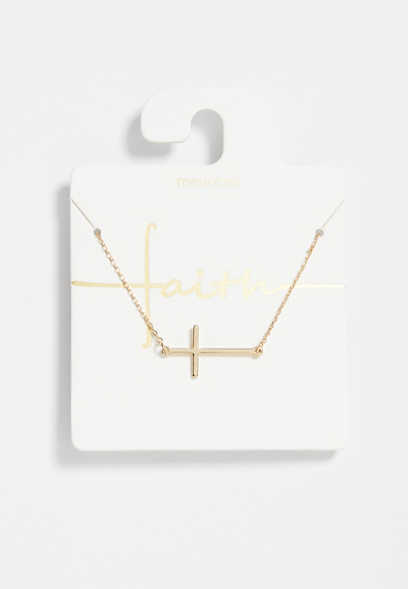 Dainty Gold Side Cross Necklace