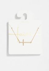 Dainty Side Cross Necklace, C605, small