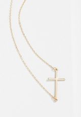 Dainty Side Cross Necklace, C605, small