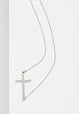 Dainty Silver Side Cross Necklace, C431, small