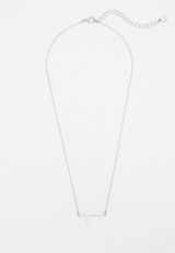 Dainty Silver Side Cross Necklace, C431, small
