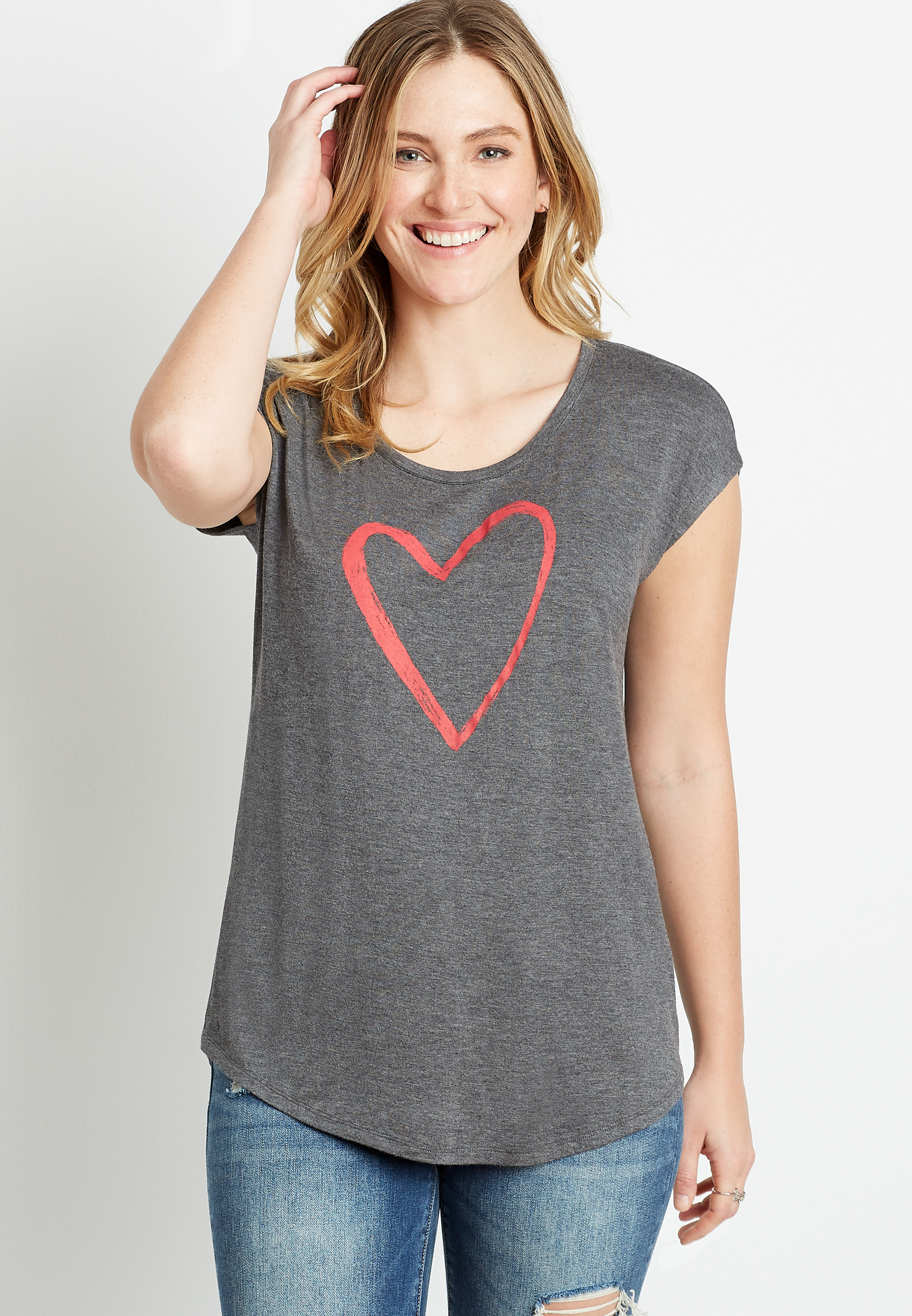 Gray Heart Graphic Tee | maurices