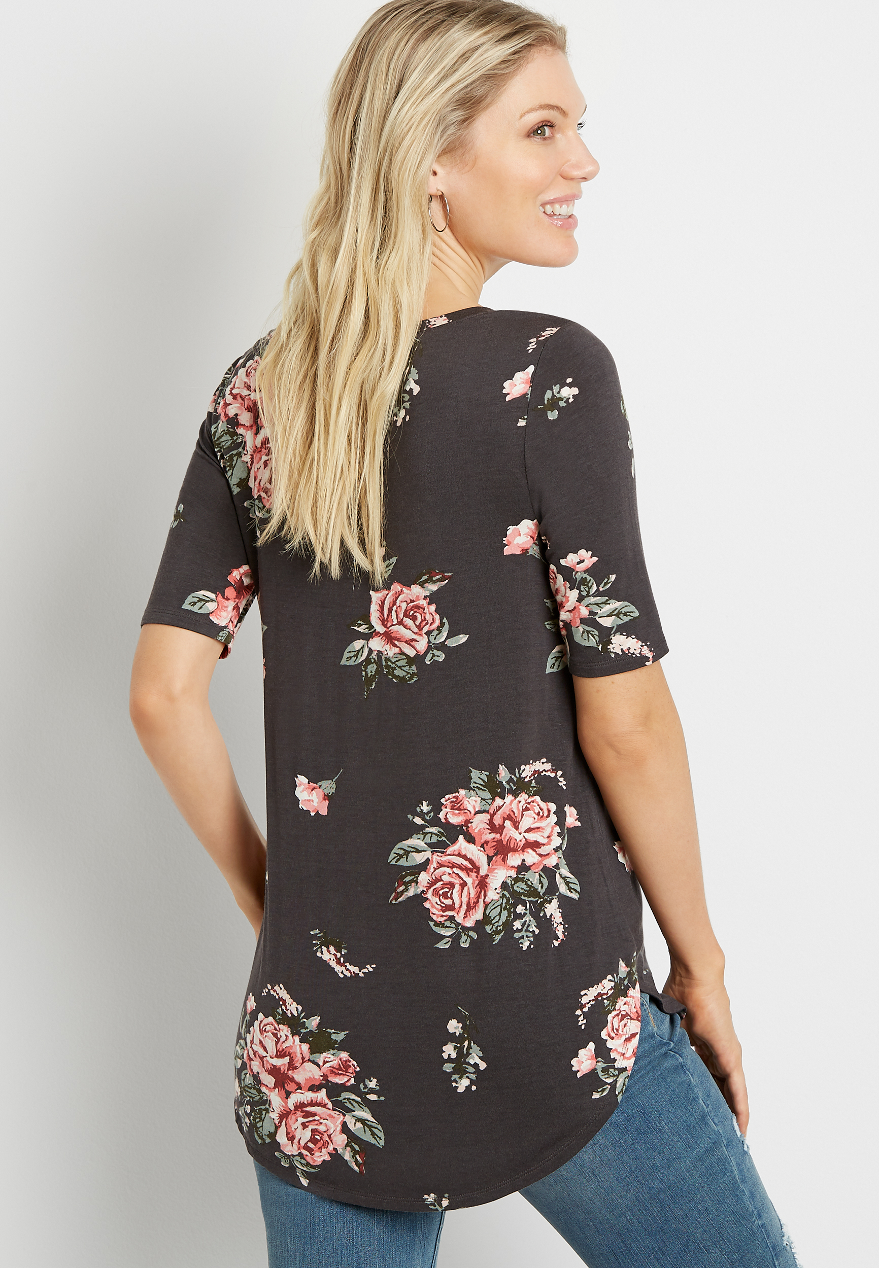 24/7 Gray Floral Flawless Tee - alternate image