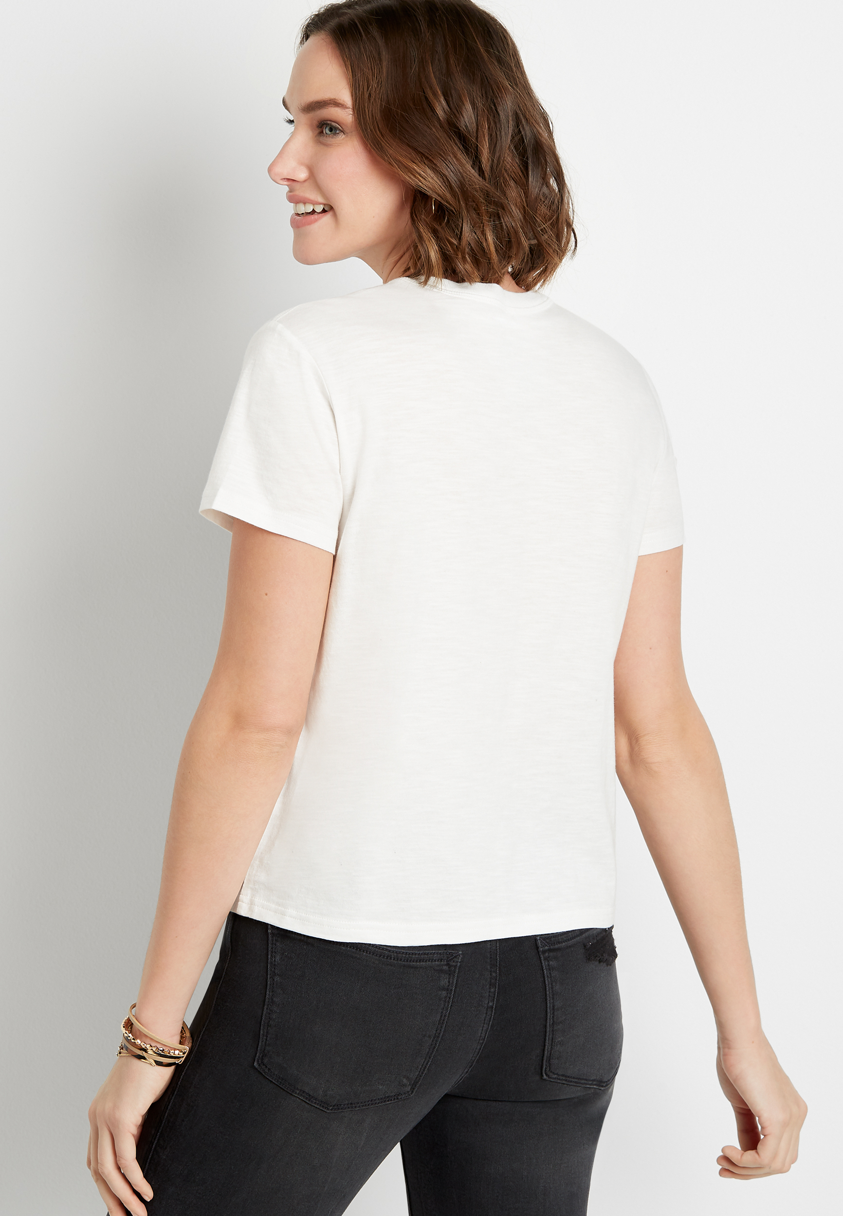 24/7 Solid Crew Neck Cropped Tee - alternate image