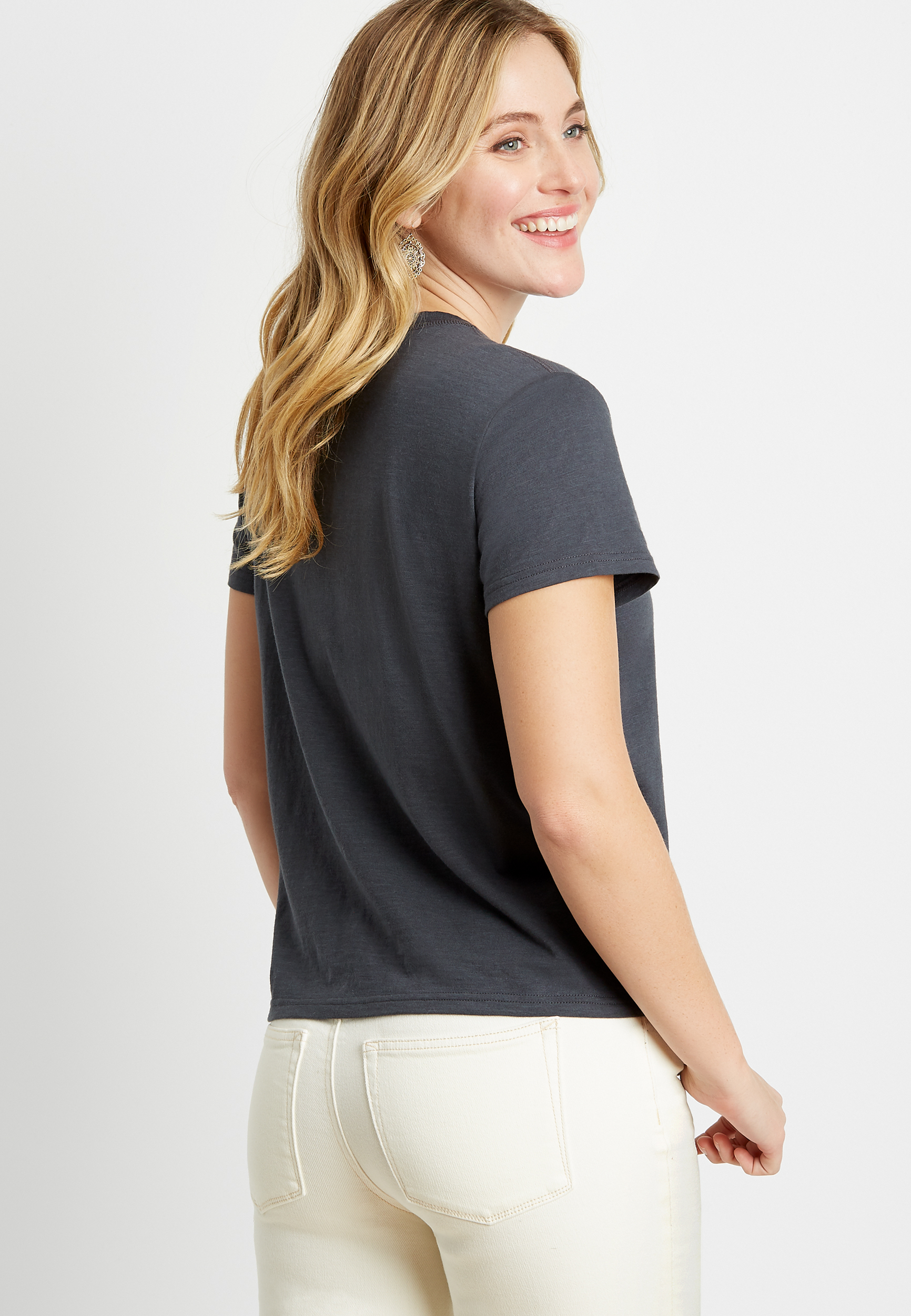 24/7 Solid Crew Neck Cropped Tee - alternate image