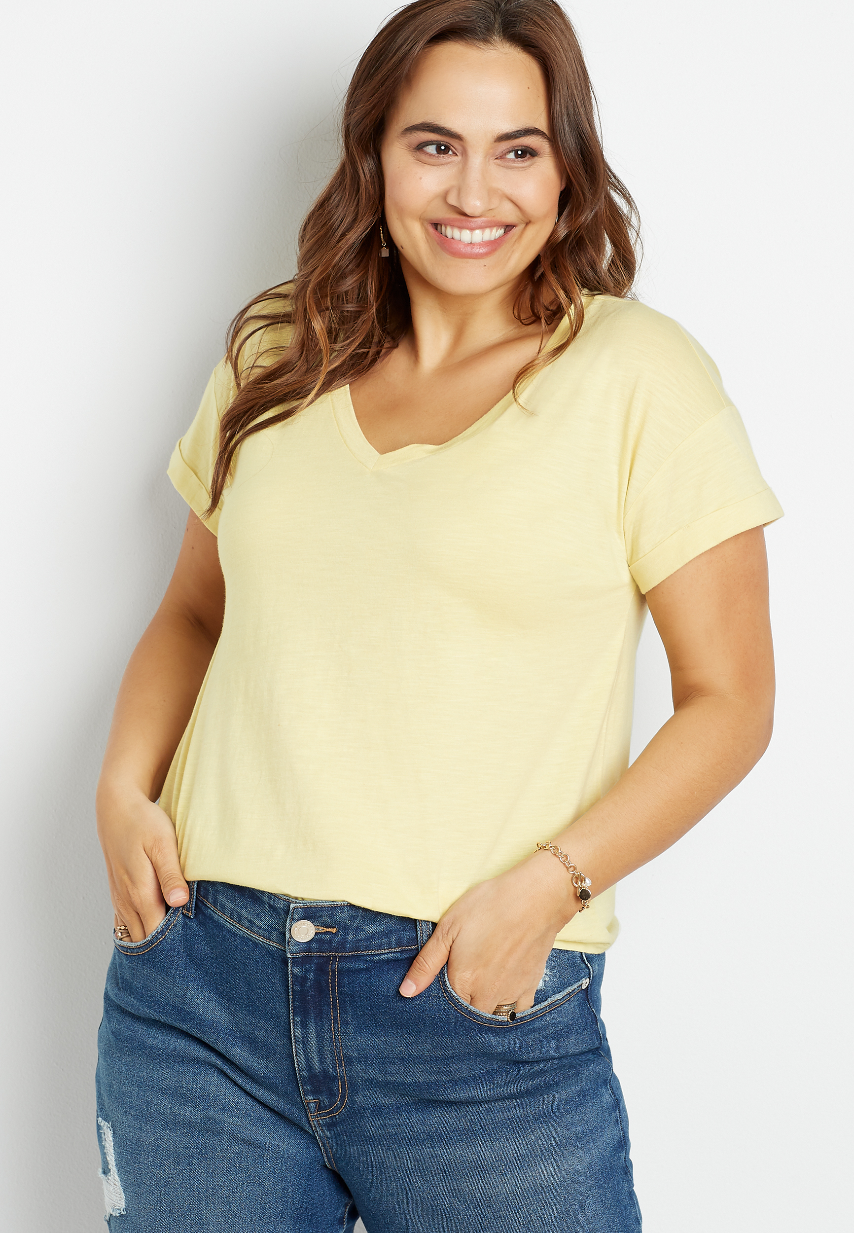 Plus Size 24/7 Solid Drop Shoulder Classic Tee | maurices