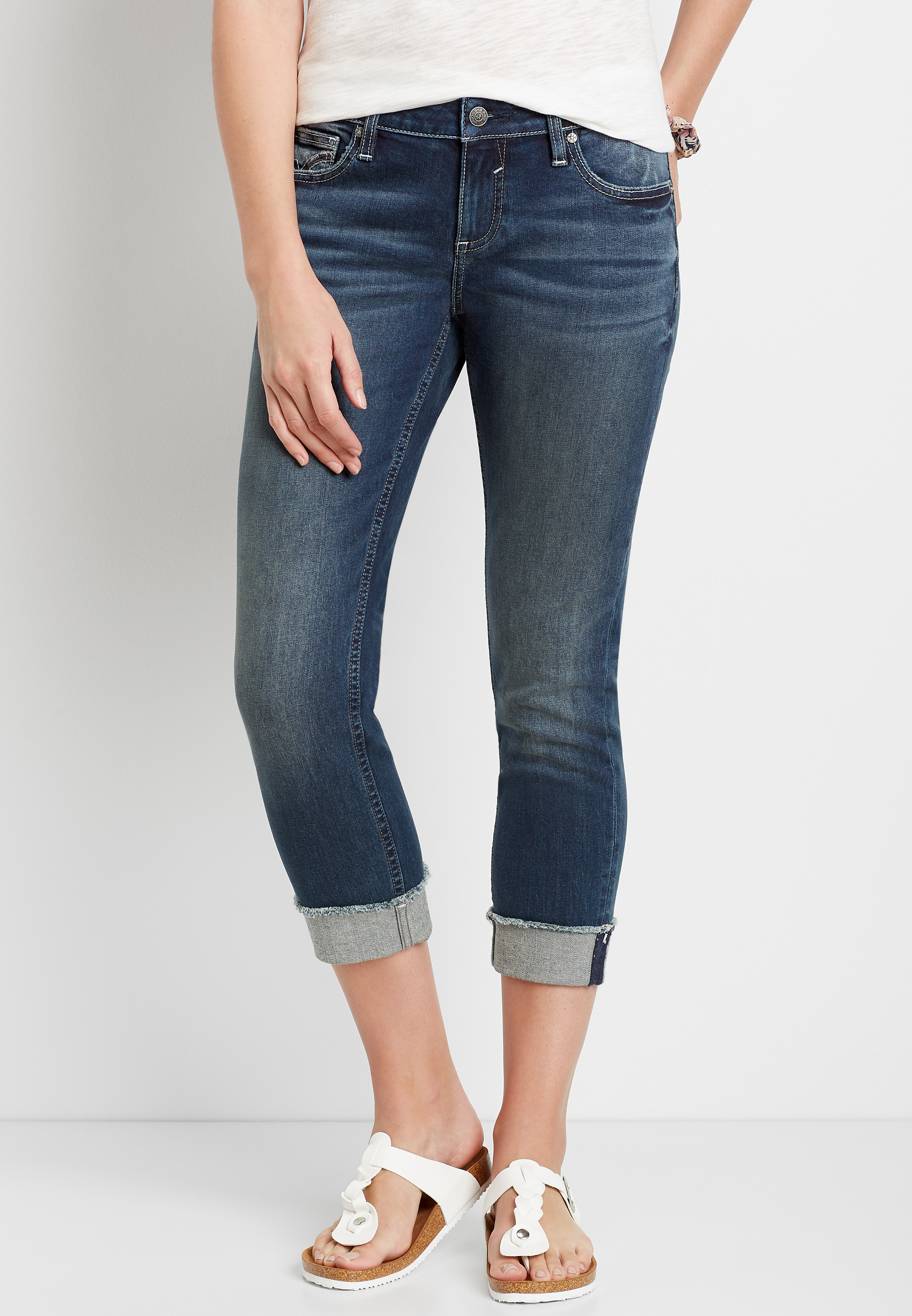 Vigoss® Dark Wash Cuffed Cropped Jean | maurices