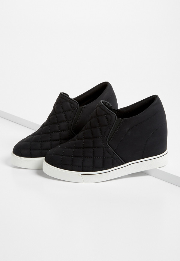 Sammie Black Quilted Sneaker Wedge | maurices