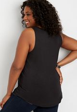Plus Size 24/7 Mara V Neck Tank Top, BLACK, small