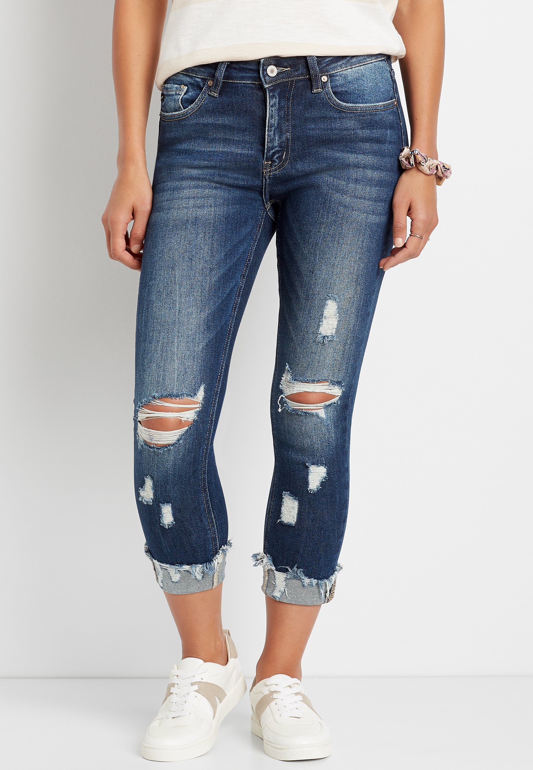 high rise dark jeans