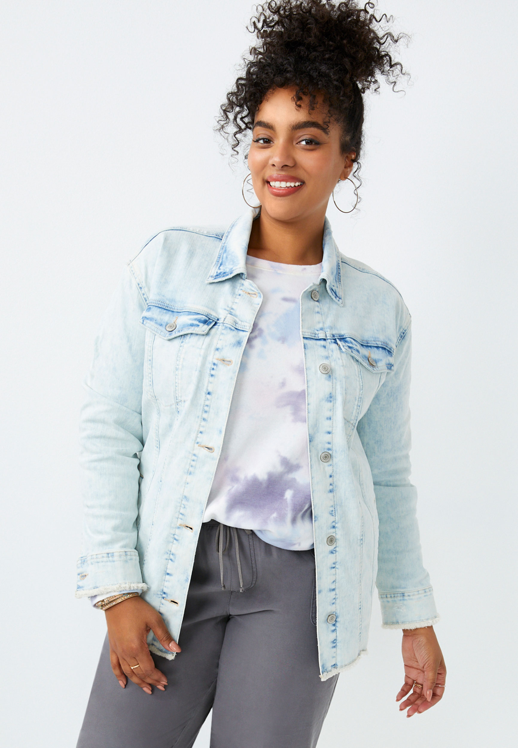 Womens Denim Colored Jean Jackets Plus Size Plus Size Light Wash