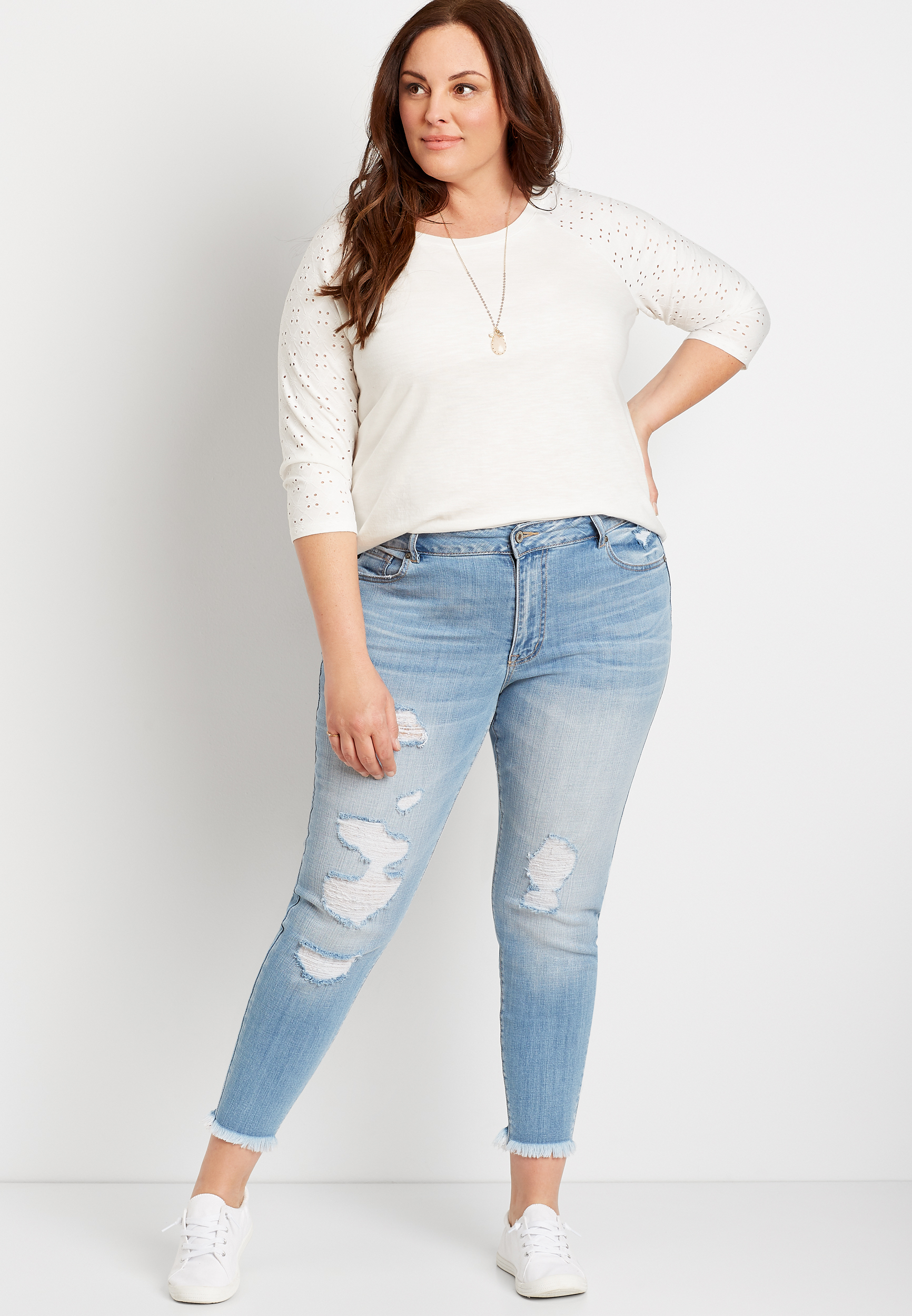 Plus Size KanCan™ High Rise Light Wash Ripped Skinny Jean | maurices