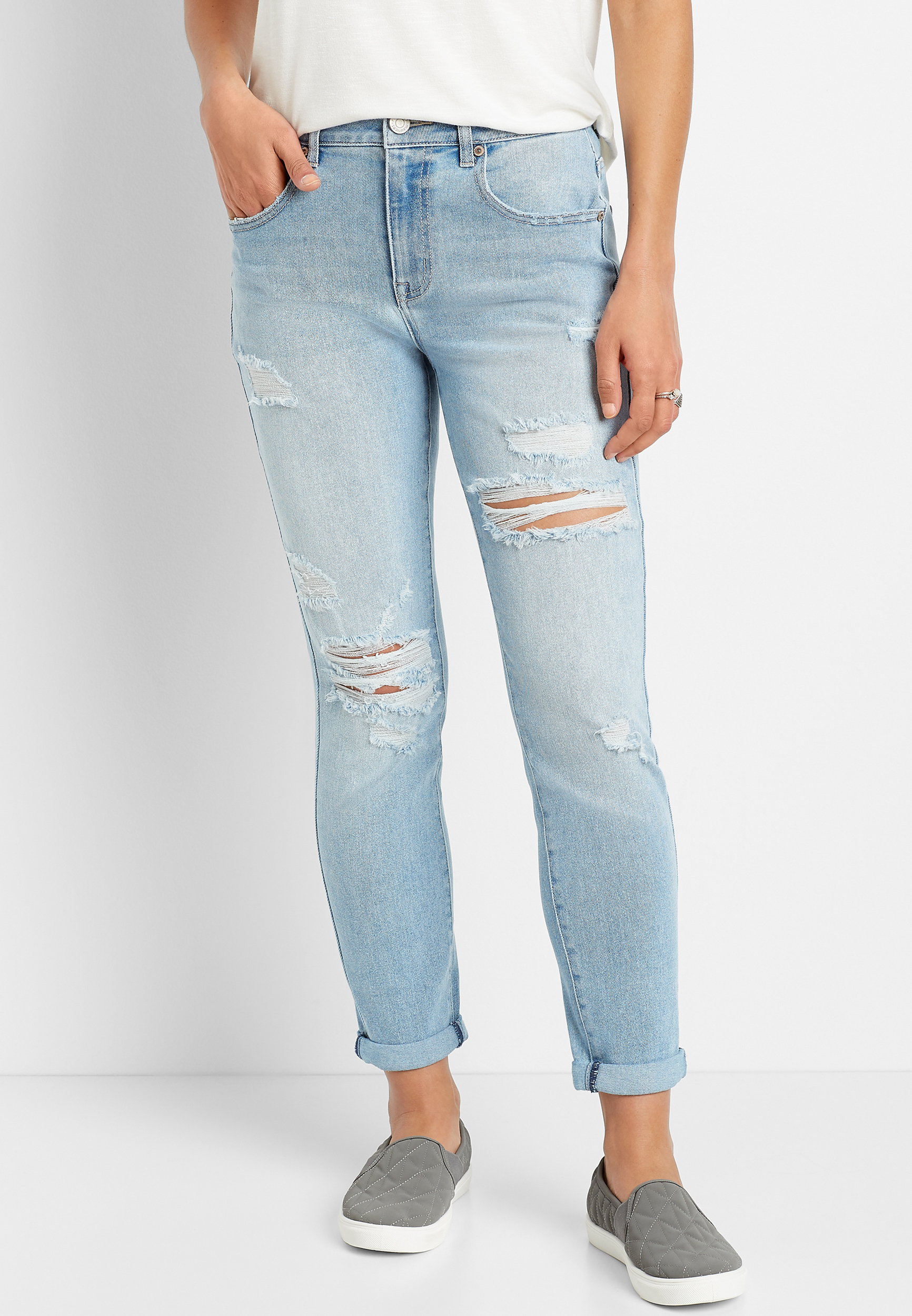 high rise light wash jeans