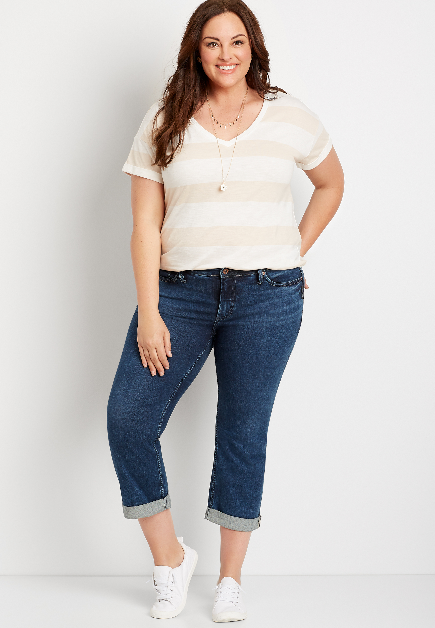 Plus Size Silver Jeans Co.® Suki Dark Wash Capri | maurices