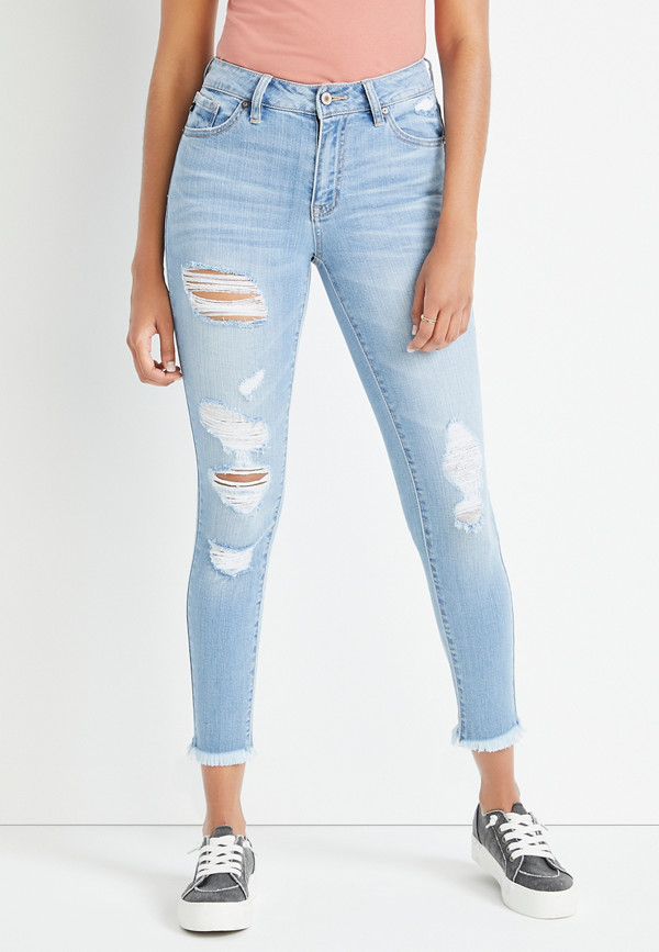 KanCan™ High Rise Light Wash Ripped Skinny Jean | maurices