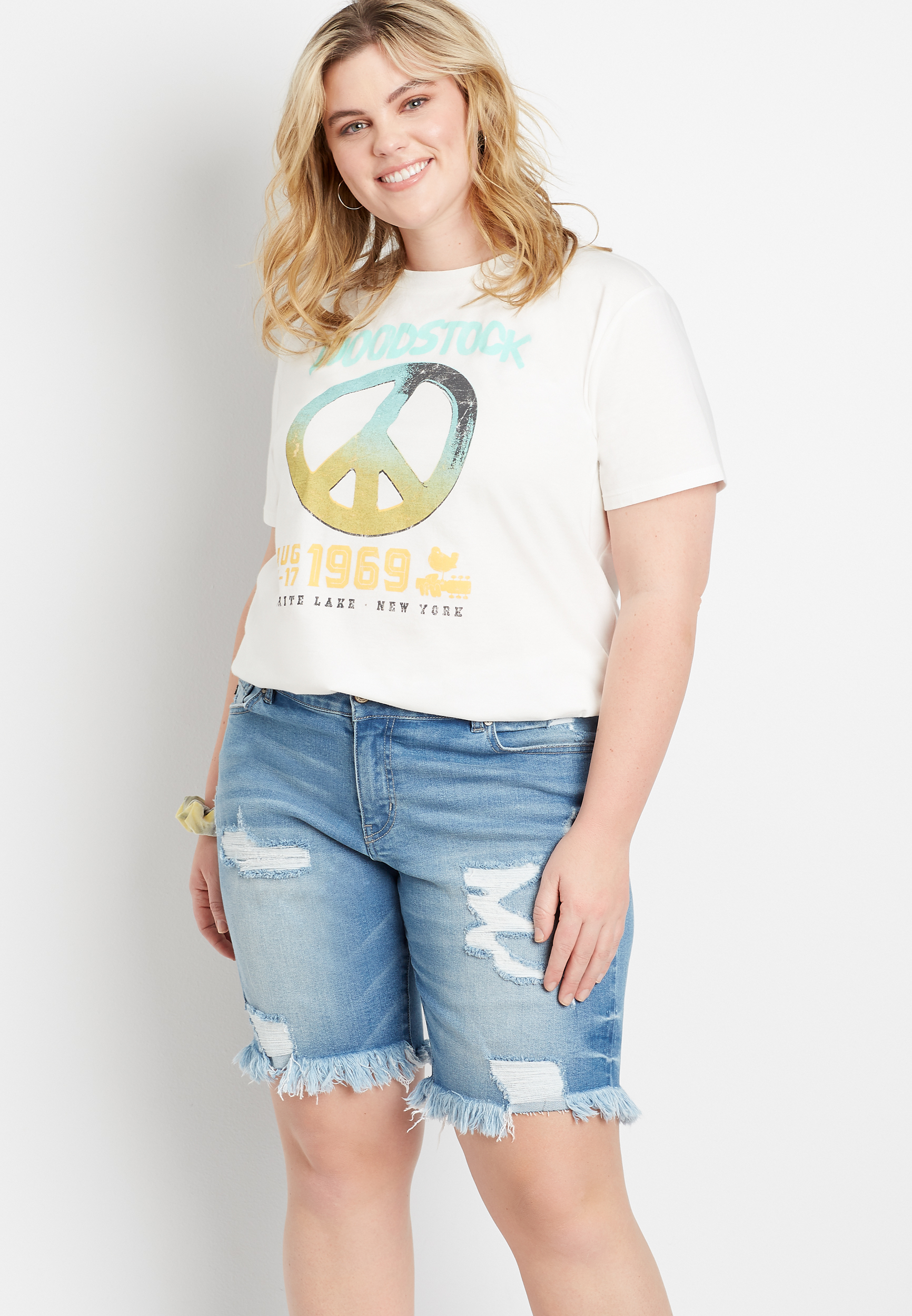 Plus Size KanCan™ High Rise Medium Ripped Bermuda Short maurices