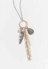 Mix Metal Cluster Pendant Necklace, , small