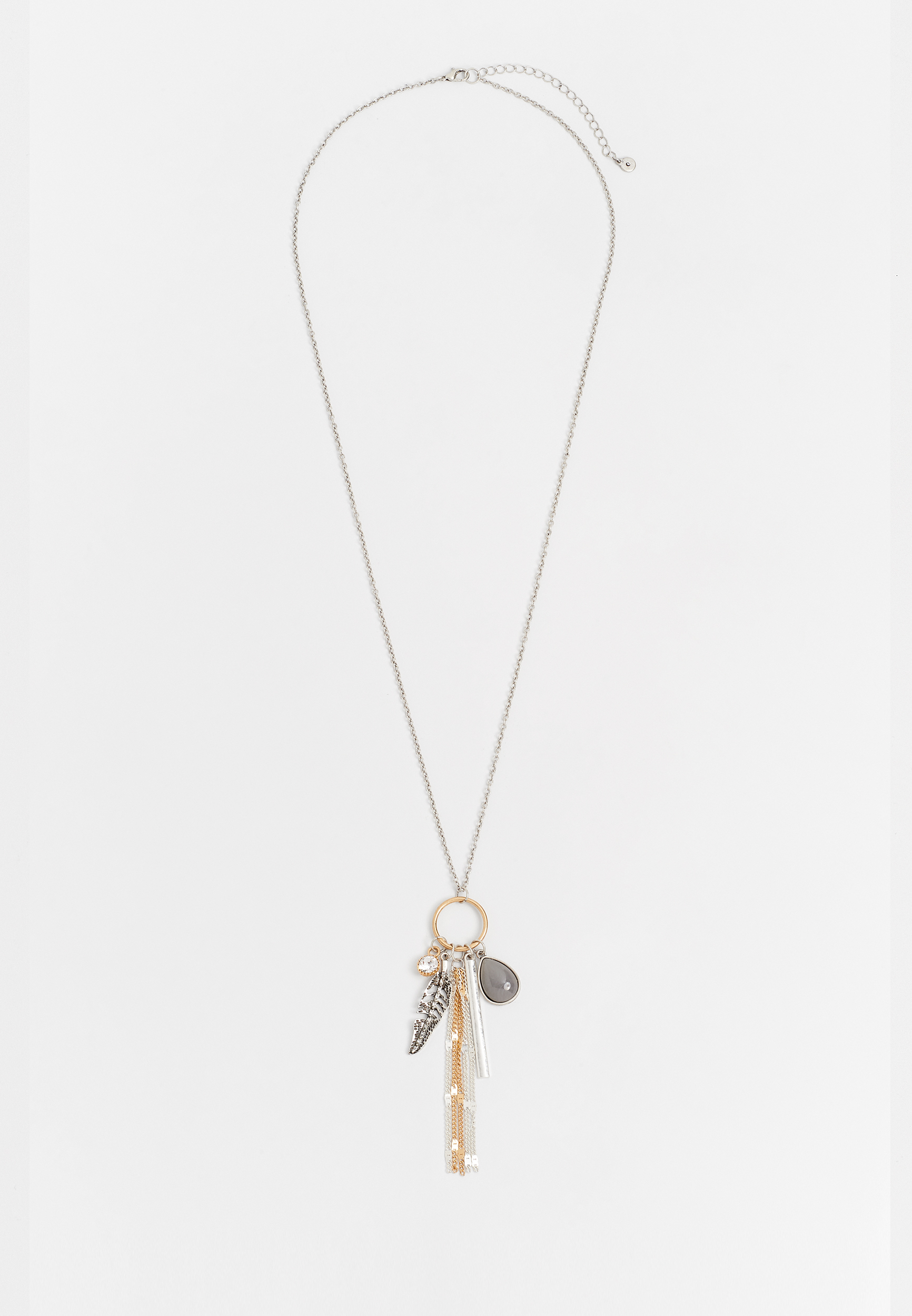 Mix Metal Cluster Pendant Necklace, , large