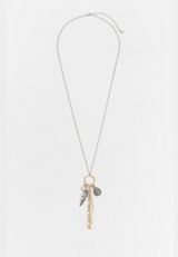 Mix Metal Cluster Pendant Necklace, , small