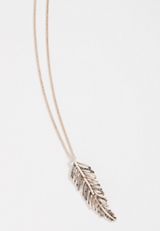 Gold Hinged Feather Pendant Necklace, , small