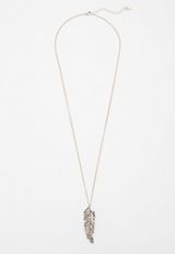 Gold Hinged Feather Pendant Necklace, , small