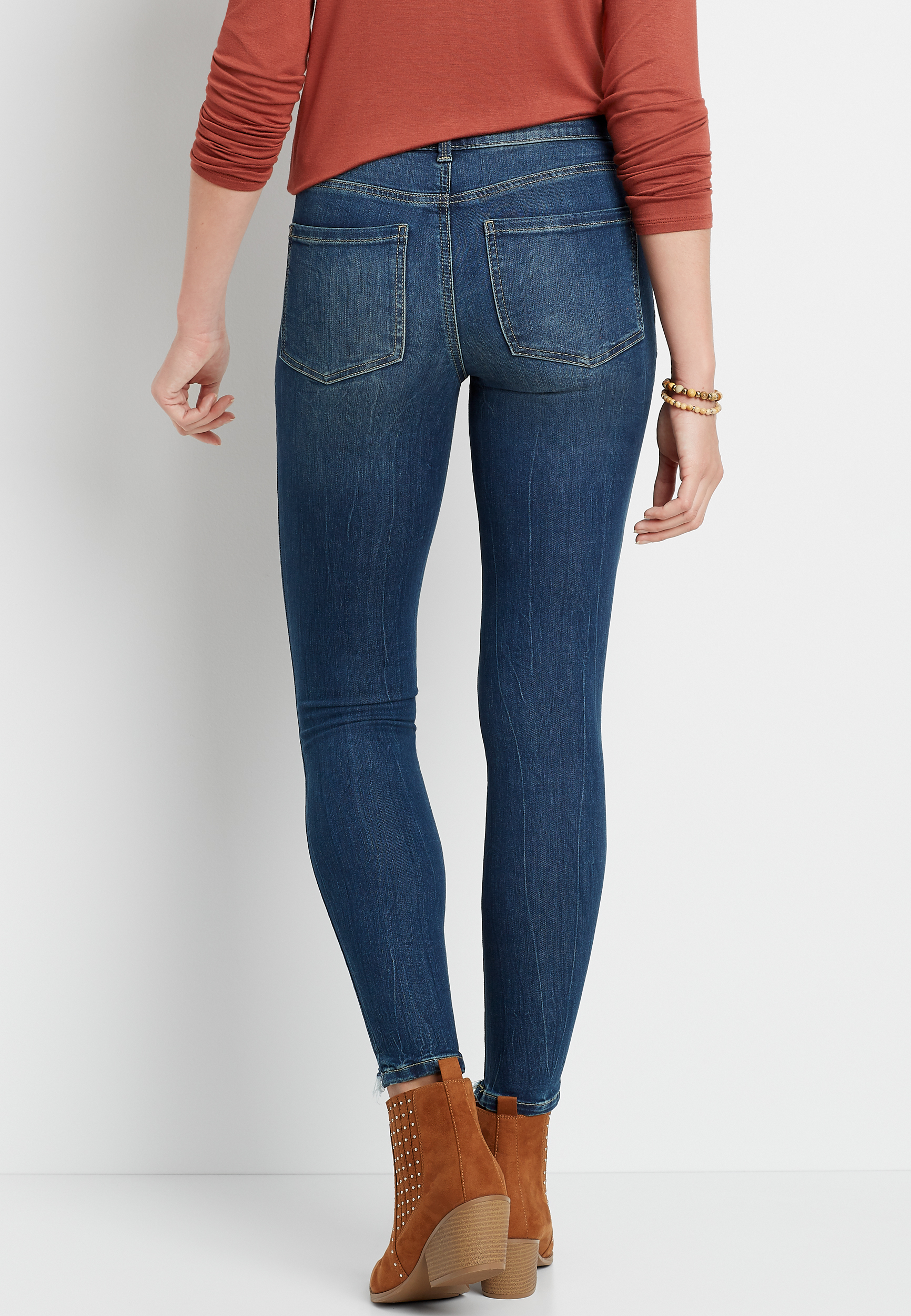 Everflex™ High Rise Dark Tint Destructed Stretch Super Skinny Jean - alternate image