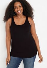 Plus Size Neutral Scoop Neck Tank Top, C106, small