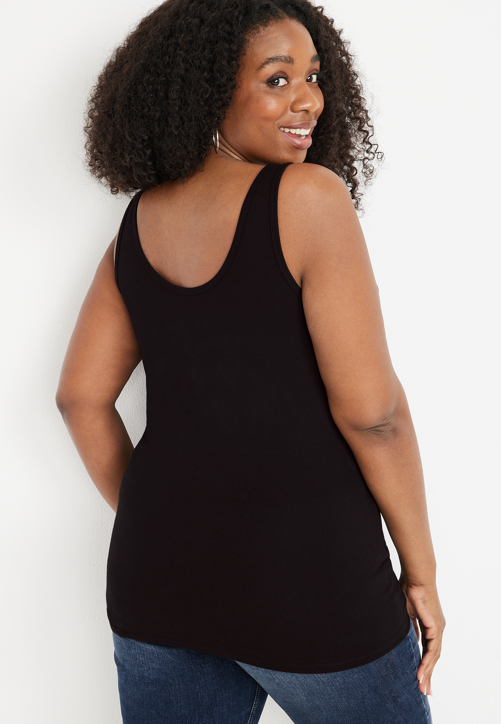 Plus Size Neutral Scoop Neck Tank Top, C106, large