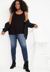 Plus Size Neutral Scoop Neck Tank Top, C106, small