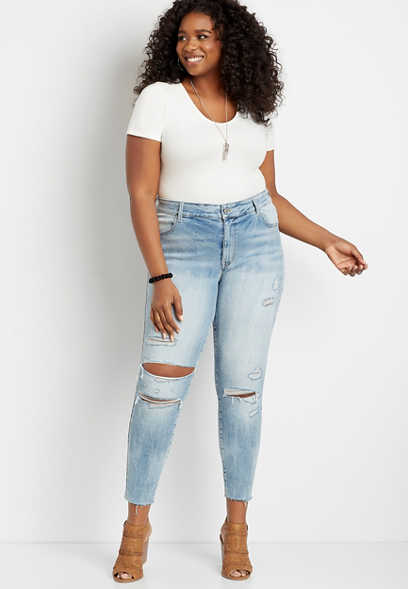 Plus Size m jeans by maurices™ Vintage High Rise Ripped Jegging