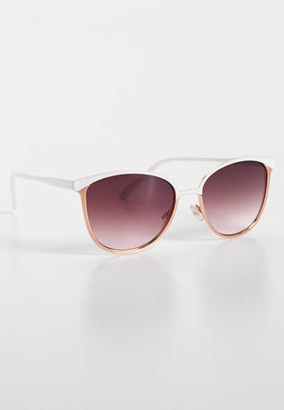 White Trim Round Sunglasses