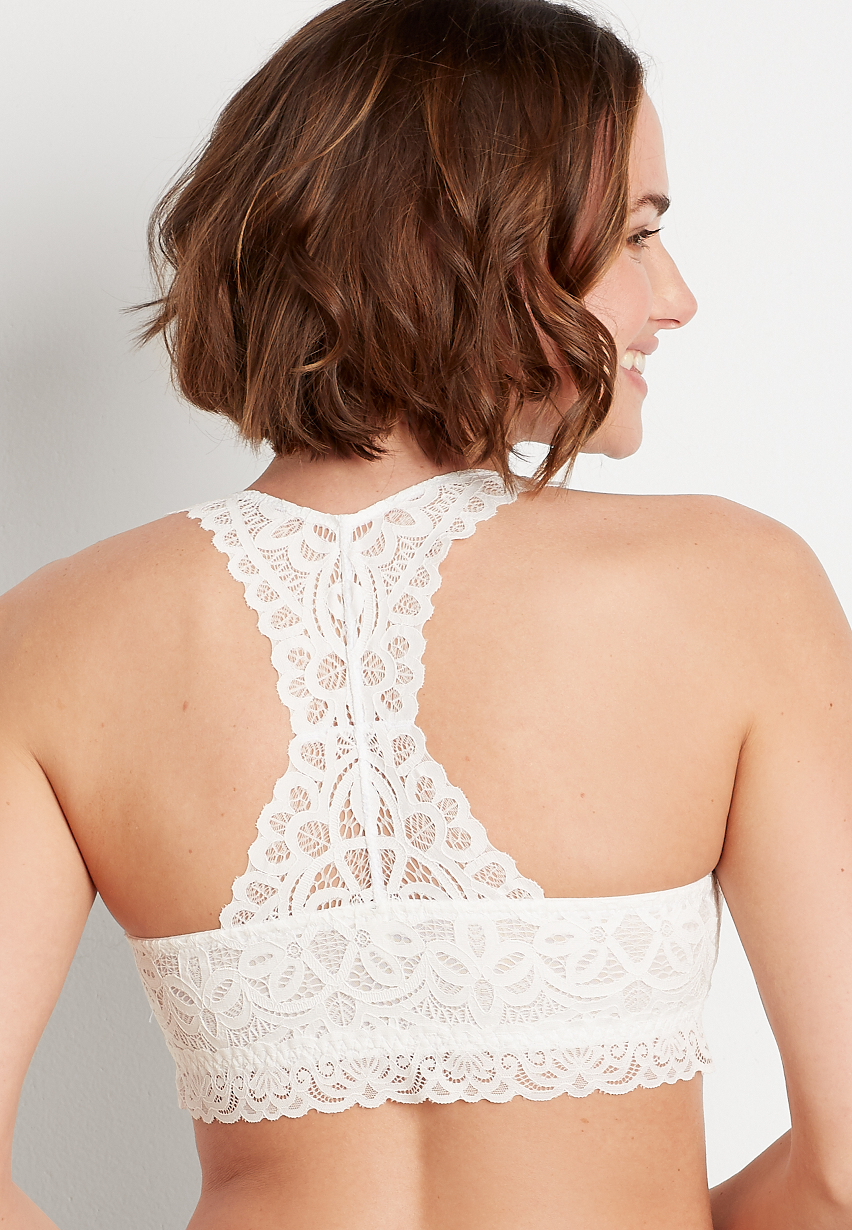 Vintage Lace White Racerback Braletteâ€¯, C4673, large