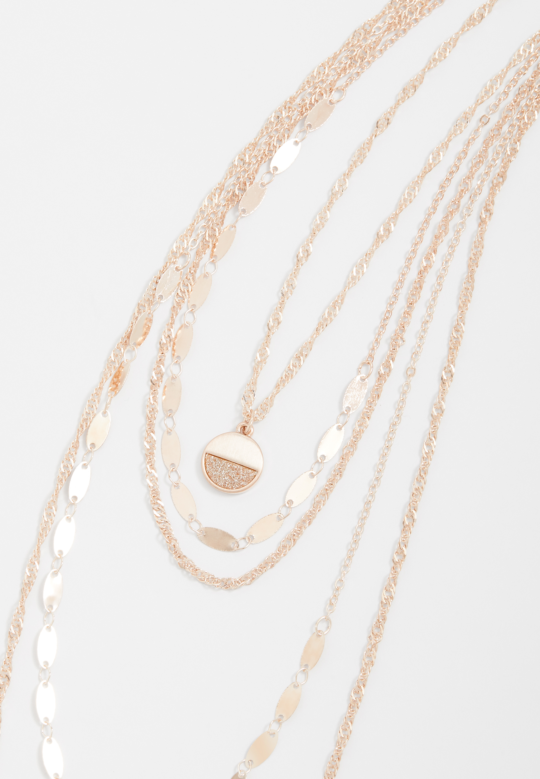 Gold Layered Drape Glitter Pendant Necklace | maurices