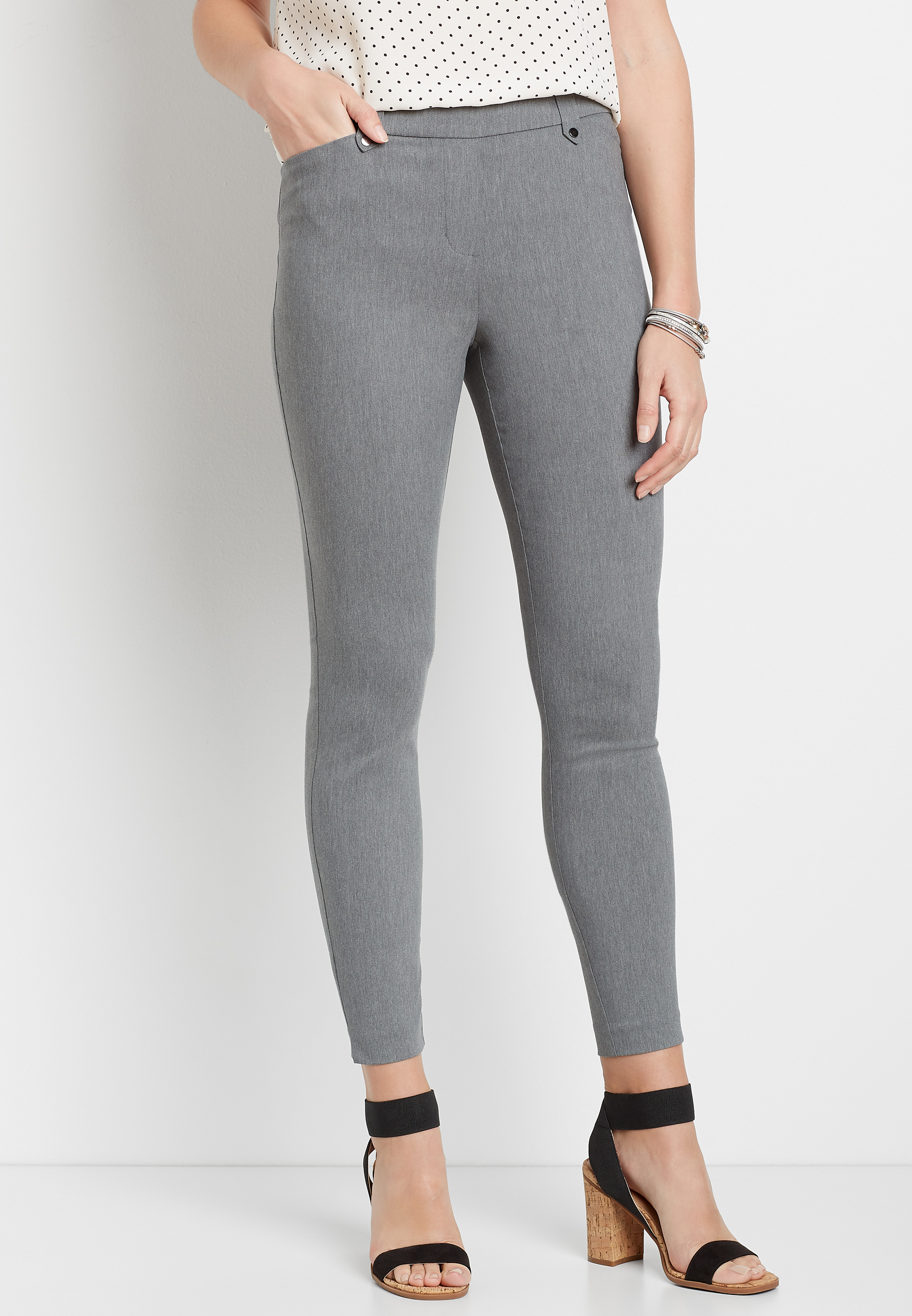 Gray Bengaline Skinny Ankle Pant | maurices