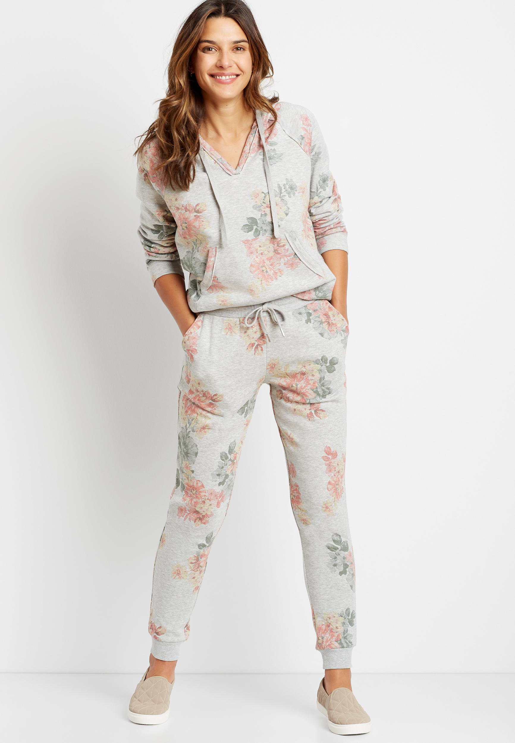 Gray Floral Jogger Pant - alternate image