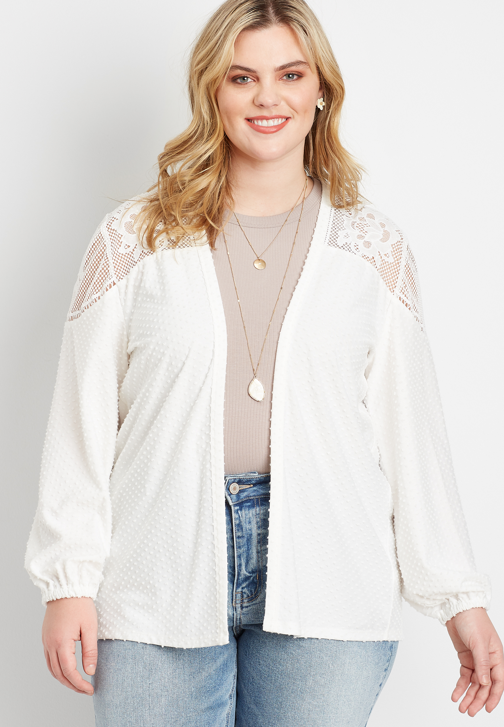 white lace cardigan plus size