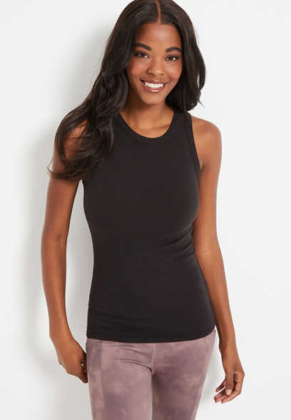 Highline Solid Fitted Ribbed Tank Top