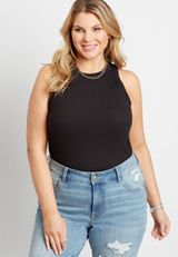 Plus Size Highline Solid Fitted Ribbed Tank Top, C106, small