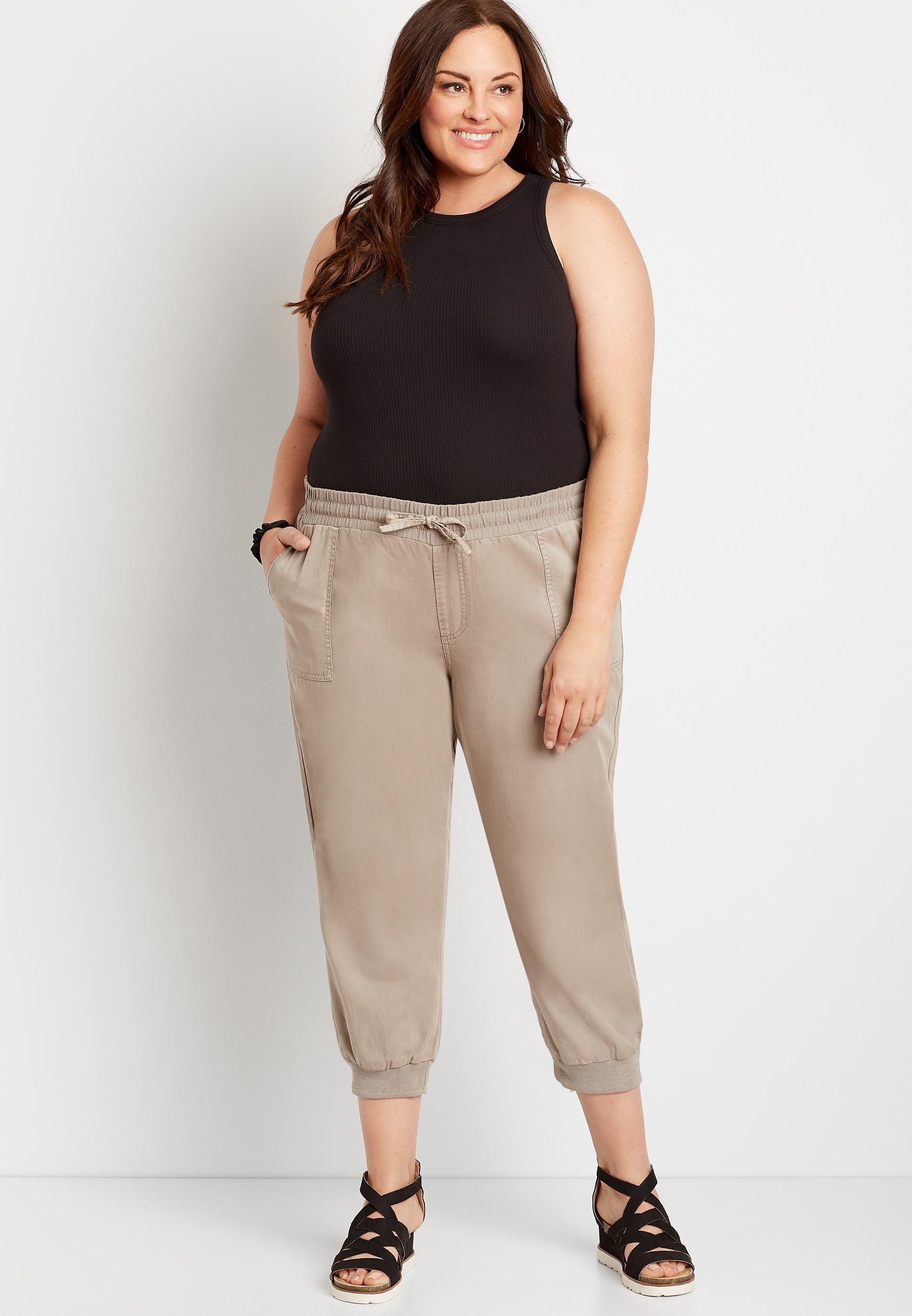 Plus Size Highline Solid Fitted Ribbed Tank Top, C106, large