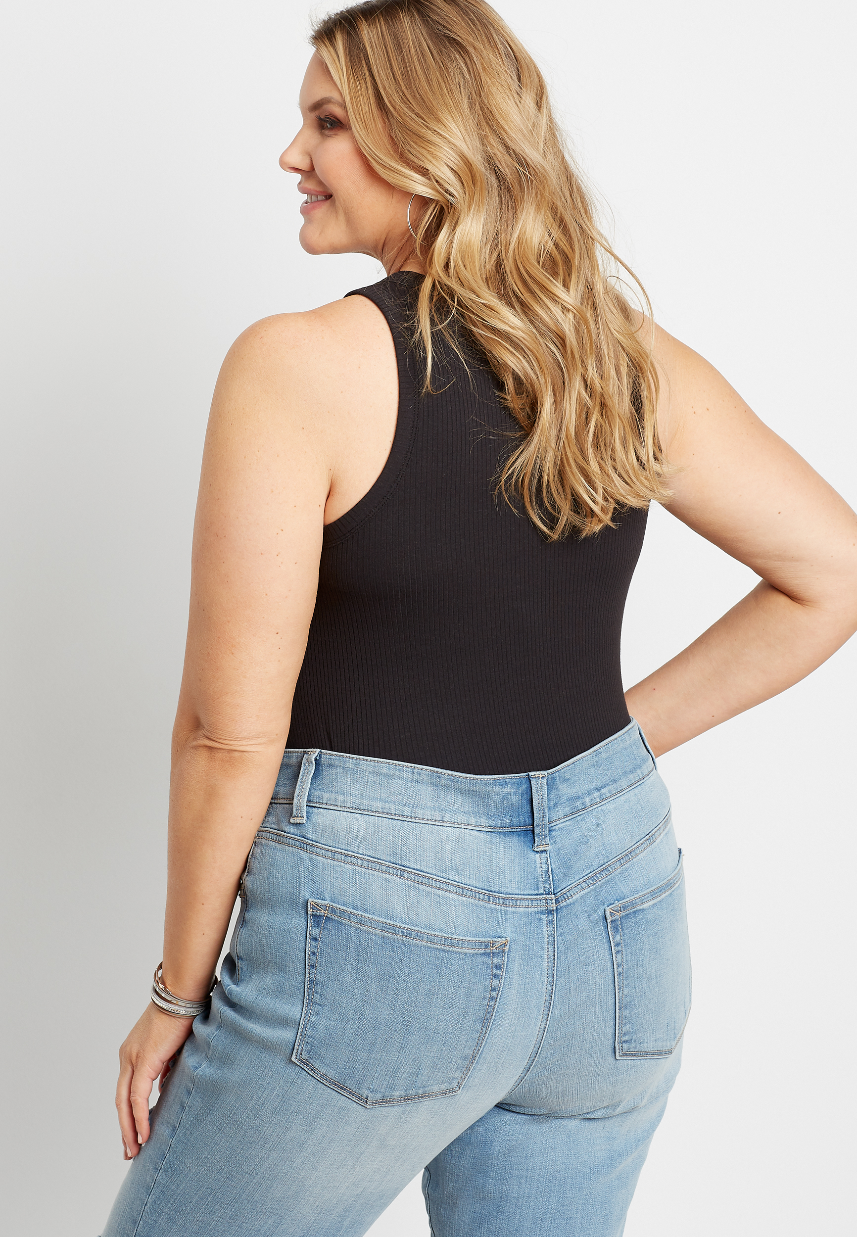 Plus Size Highline Solid Fitted Ribbed Tank Top, C106, large