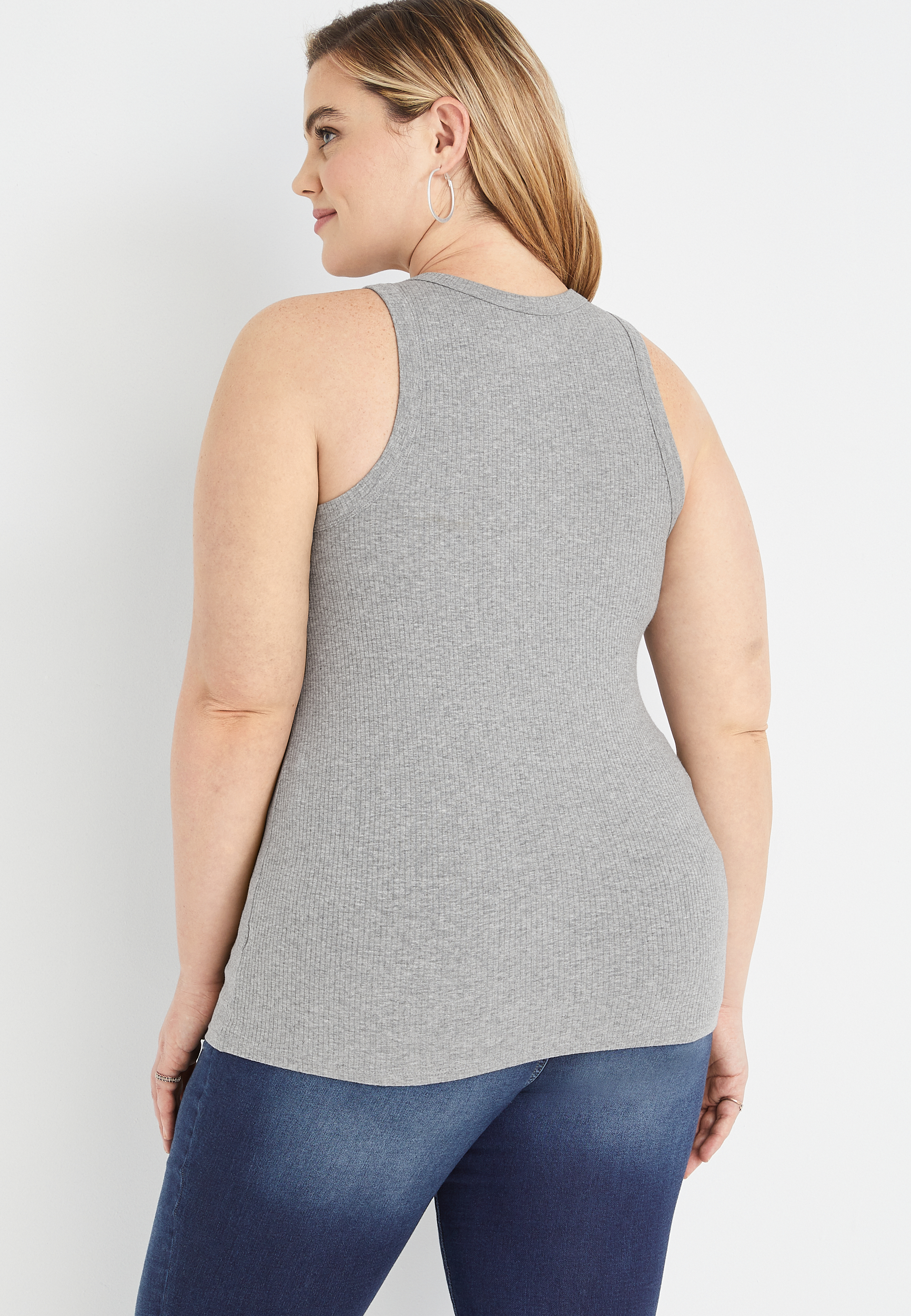 Plus Size Highline Solid Fitted Ribbed Tank Top, C151, large