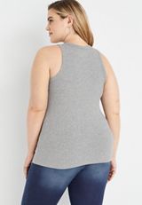 Plus Size Highline Solid Fitted Ribbed Tank Top, C151, small