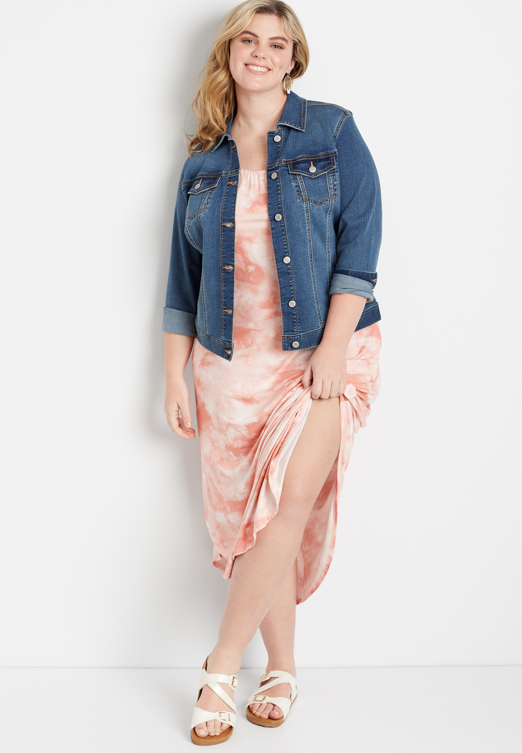 chinese dress ladies Women's Plus Size Raven Distressed Jacket - Medium Wash main image 1