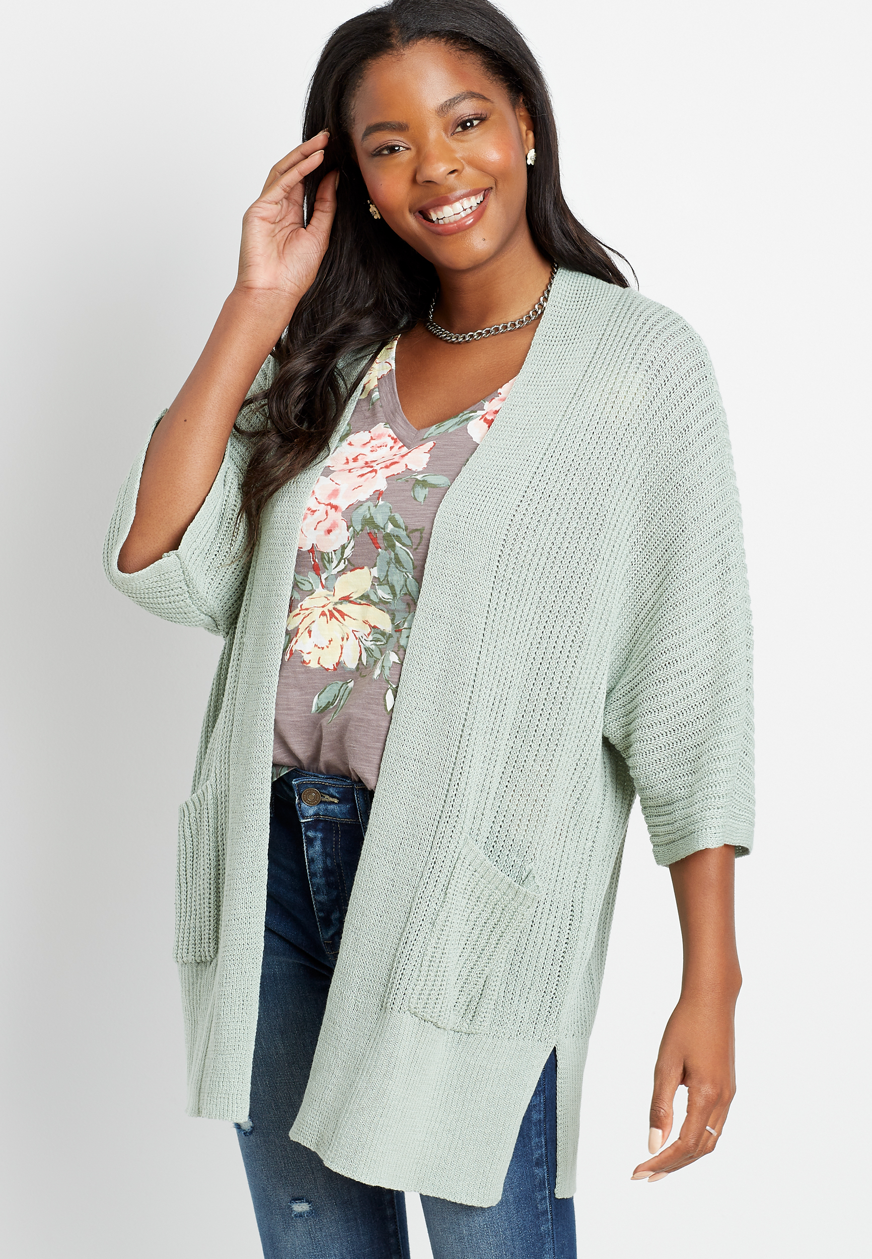 Solid Knit Pocket Cardigan | maurices