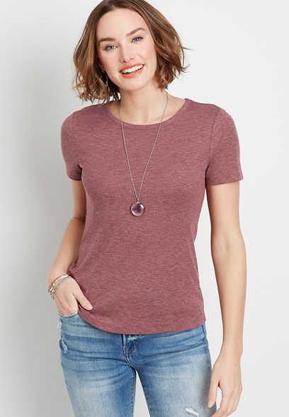 24/7 Solid Rib Knit Tuck In Tee - alternate image