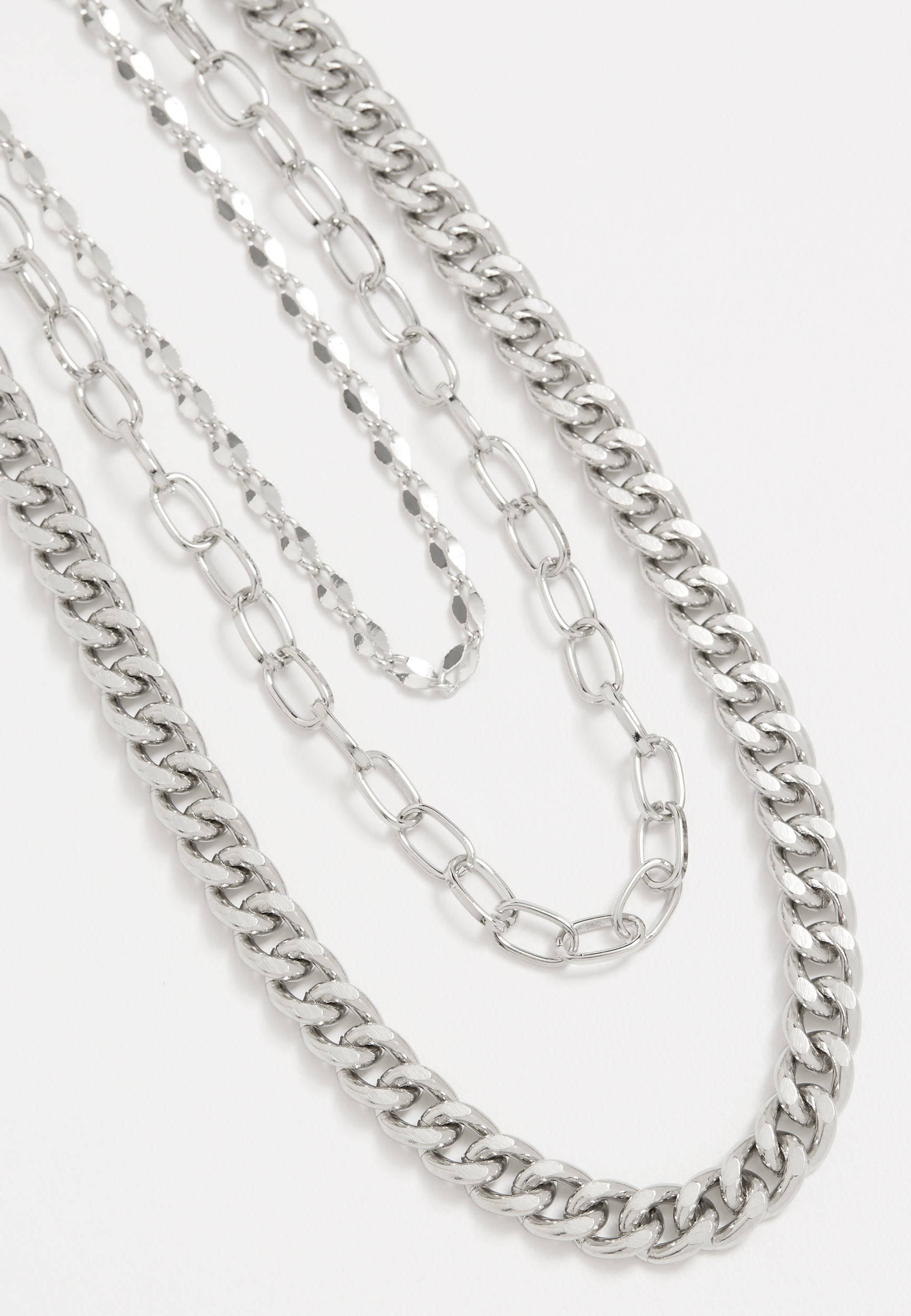 Silver Layered Chunky Chain Necklace | maurices